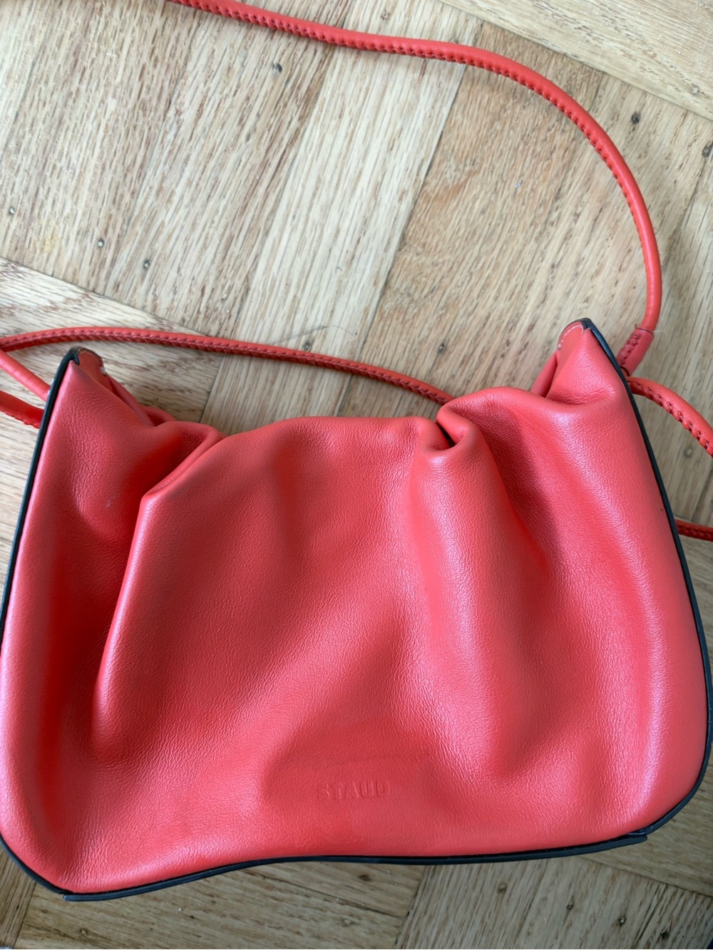 Staud Kiki blood orange red Ruched Crossbody Bag - Picture 10 of 11